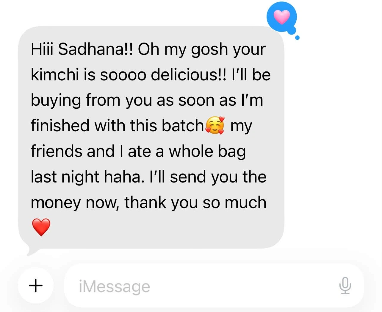 Customer review of Kimchi In Hobart — Your kimchi is soooo delicious, my friends and I ate a whole bag