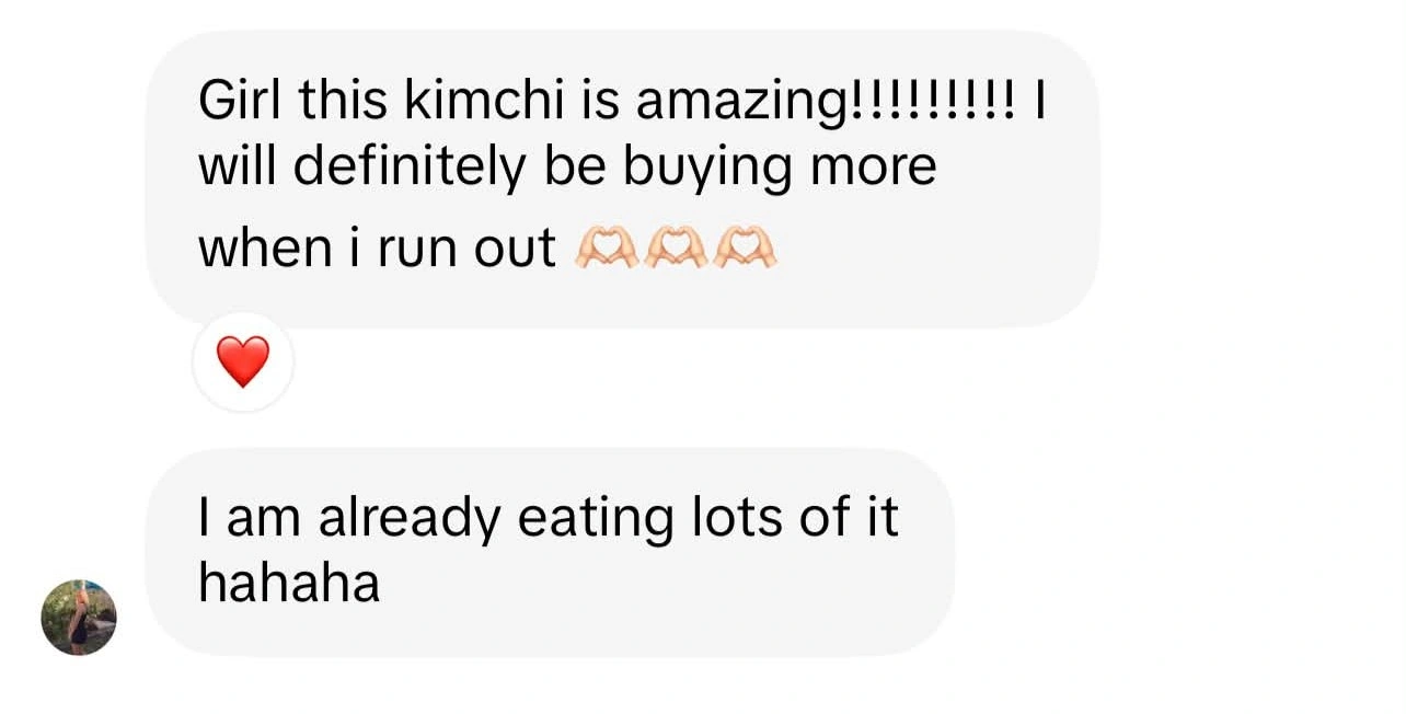 Customer review of Kimchi In Hobart — Girl this kimchi is amazing, I will definitely be buying more